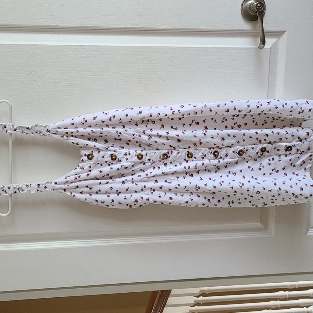 Hollister ladies white rompers with tiny red rose accents